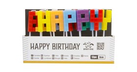 Gyertya szett - happy birthday, színes, 13 db, 8 cm